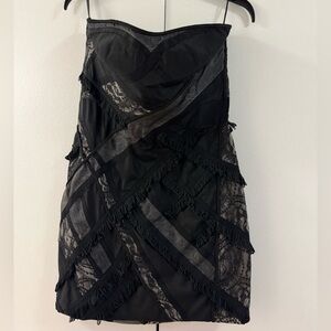 Cynthia Steffe Black and Gray chic strapless short dress